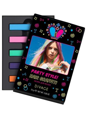 Набор цветных мелков для волос PARTY STYLE, 5 шт DIVAGE. Цвет: синий, зеленый, фиолетовый, оранжевый, розовый