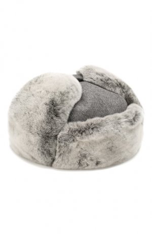Кашемировая шапка с мехом кролика Ermenegildo Zegna. Цвет: серый