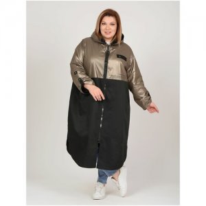 Пальто женское кармельстиль весеннее осеннее больших размеров Karmel Style. Цвет: черный