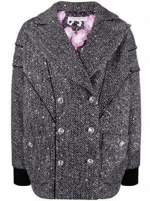 Двубортный пиджак с узором в елочку Alessandra Rich. Цвет: черный