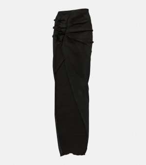 Джинсовая юбка макси со сборками , черный Rick Owens