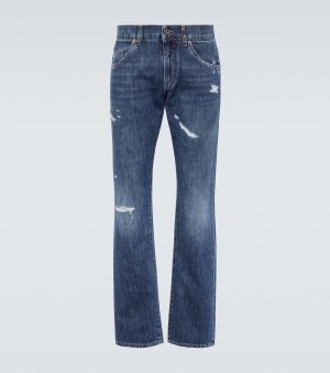 Потертые прямые джинсы , синий Dolce&Gabbana