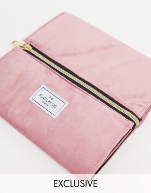 Плоская бархатная косметичка розового цвета Flat Lay Co X ASOS-Бесцветный Company
