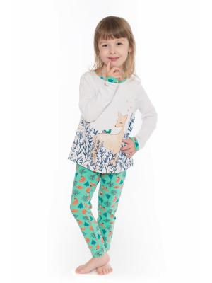Пижама для девочек Juno. Цвет: оливковый, белый