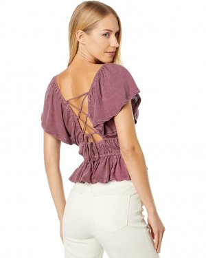 Топ Lace-Up Back Top, цвет Crushed Berry Lucky Brand