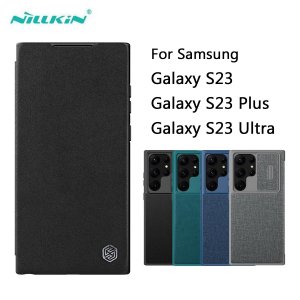 Чехол Nillkin Qin Pro для Samsung Galaxy S23 Ultra, кожаный с карманом карт, кошелек откидной крышкой Plus,