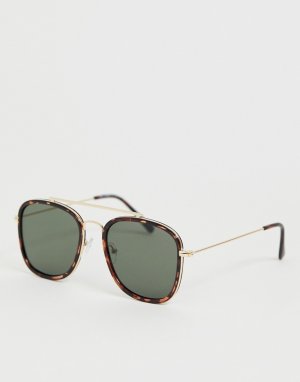 Квадратные черепаховые солнцезащитные очки -Золотой Burton Menswear
