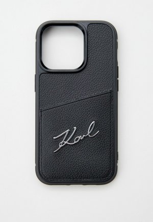 Чехол для iPhone Karl Lagerfeld 14 Pro, с кардслотом. Цвет: черный
