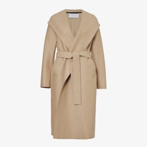 Пальто с запахом из натуральной шерсти завязками на талии , цвет tan Harris Wharf London