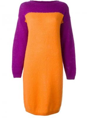 Вязаное платье в стиле колор-блок Stephen Sprouse Vintage. Цвет: жёлтый и оранжевый