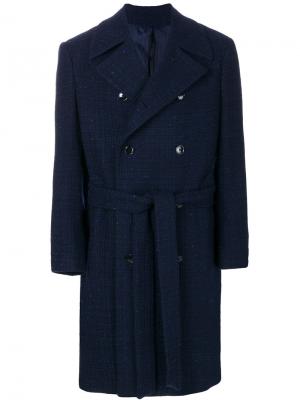 Пальто с поясом Mp Massimo Piombo. Цвет: синий