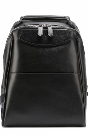 Кожаный рюкзак с внешним карманом и текстильной отделкой Canali. Цвет: черный