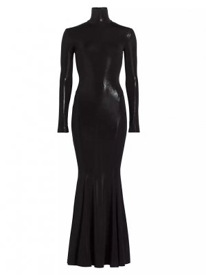Платье-рыбий хвост с водолазкой и покрытием , черный Norma Kamali