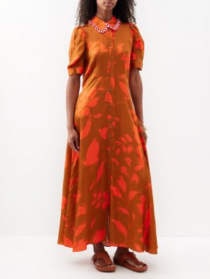 Твиловое платье макси carmen с цветочным принтом , оранжевый Lee Mathews