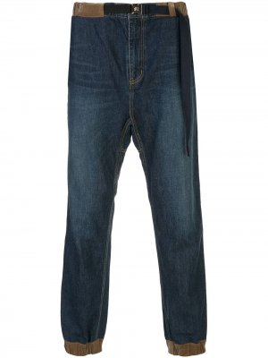 Джинсы с эластичными джинсами Sacai. Цвет: синий