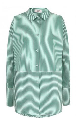Хлопковая блуза свободного кроя в полоску Weill. Цвет: зеленый