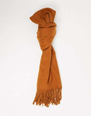Прямоугольный шарф с бахромой -Коричневый SVNX