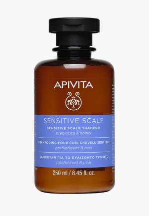 Шампунь Apivita для чувствительной кожи головы с пребиотиками и медом, 250 мл. Цвет: прозрачный