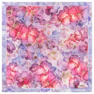 Платок ,65х65 см, розовый, бежевый Павловопосадская платочная мануфактура. Цвет: коралловый/пыльная роза