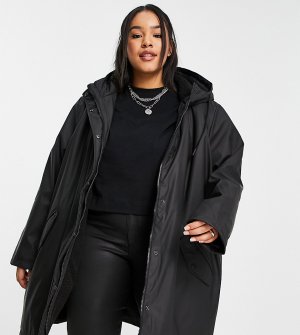 Черная куртка-дождевик с покрытием и подкладкой из искусственного меха -Черный цвет Only Curve