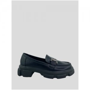 Лоферы женские туфли из экокожи на объемной высокой платформе с металлическими звеньями спереди (4838) Цвет: Черный. Размер: 39 HAVIN. Цвет: черный