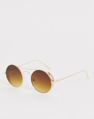 Круглые солнцезащитные очки в золотистой оправе -Золотой Jeepers Peepers