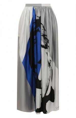 Шелковая юбка-миди с принтом Giorgio Armani. Цвет: разноцветный