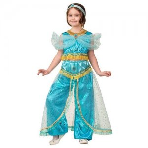 Карнавальный костюм «Принцесса Жасмин», текстиль-принт, блуза, шаровары, р. 28, рост 110 см Батик. Цвет: голубой