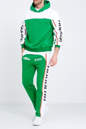 Зеленые спортивные брюки из хлопка Hoodlab. Цвет: зеленый