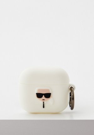 Чехол для наушников Karl Lagerfeld Airpods 3, Silicone case with ring White. Цвет: белый