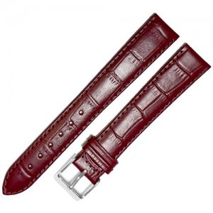 Ремешок 1805-01-6-2 Д Kroko Бордовый коричневый кожаный ремень 18 мм для часов наручных длинный из кожи натуральной мужской Ardi. Цвет: бордовый