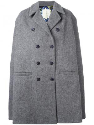 Двубортное пальто Miahatami. Цвет: серый