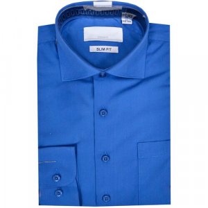 Школьная рубашка , полуприлегающий силуэт, на пуговицах, длинный рукав, манжеты, размер 30/122, синий Sky Lake. Цвет: синий