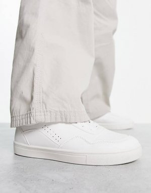 Белые кроссовки со шнуровкой и вставками Wide Fit London Rebel