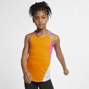 Майка для тренинга девочек школьного возраста Dri-FIT Nike. Цвет: оранжевый