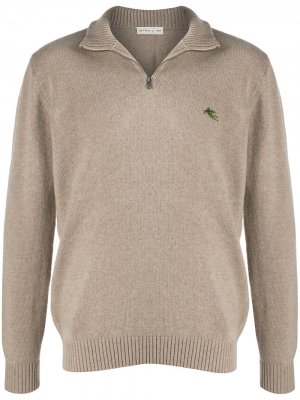 Пуловер с вышитым логотипом ETRO. Цвет: бежевый