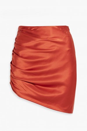 Асимметричная мини-юбка из шелкового атласа со сборками MICHELLE MASON, красный Mason