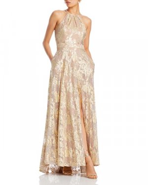 Вязаное платье с бретельками из фольги , цвет Gold AQUA