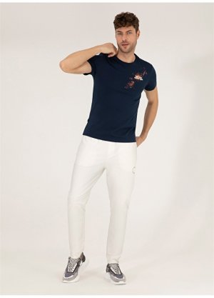 Мужские спортивные штаны приталенного кроя с нормальной талией цвета экрю Pierre Cardin