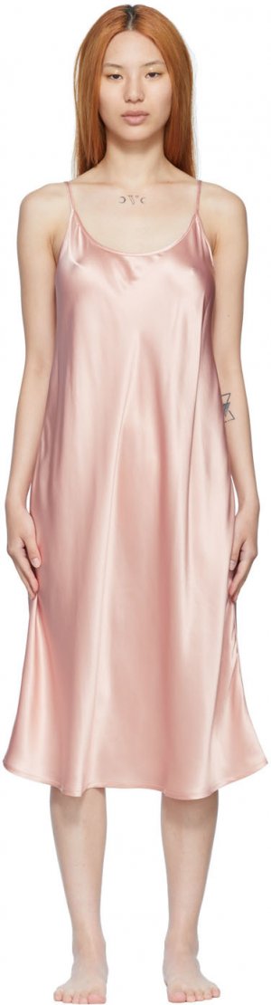 Розовое шелковое платье-миди La Perla