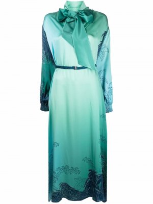 Floral-print silk midi dress F.R.S For Restless Sleepers. Цвет: зеленый