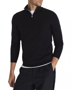 Пуловер Blackhall Merino с воротником-воронкой и полумолнией REISS, цвет Blue Reiss