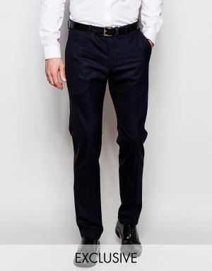 Полушерстяные брюки слим Exclusive Number Eight Savile Row. Цвет: синий