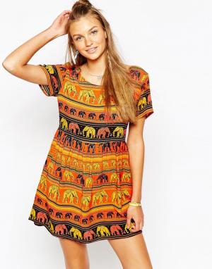 Пляжное платье Tiara Motel. Цвет: orange elephants