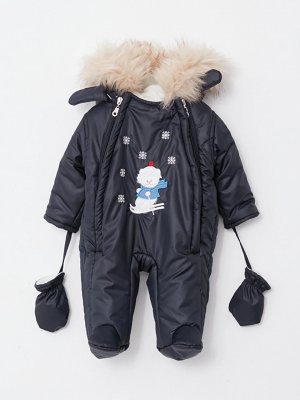 Пальто и перчатки астронавта для мальчика с капюшоном длинными рукавами принтом LUGGİ BABY