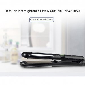 Выпрямитель для волос HS4210 LISS & CURL 2-в-1 с максимальным контролем 50 Вт, черный Tefal