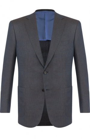 Однобортный пиджак из смеси шерсти и льна с шелком Brioni. Цвет: зелёный