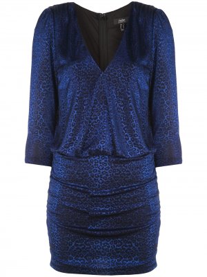 Коктейльное платье с леопардовым принтом Aidan Mattox. Цвет: синий