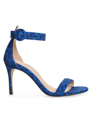 Бархатные сандалии Gisele II с леопардовым принтом L'Agence, цвет Cobalt Blue L'AGENCE