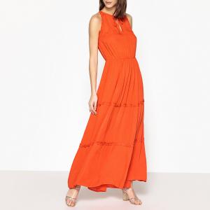 Платье длинное с воланами JOELY BERENICE. Цвет: оранжевый